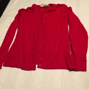 Cindy Ambuehl 100% cotton red cardigan.
